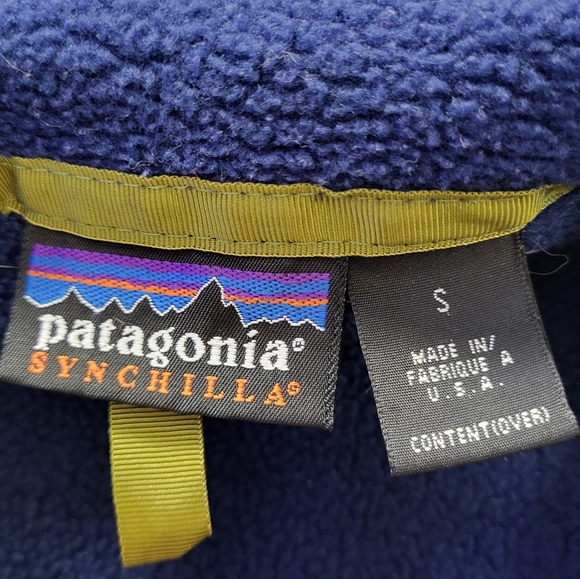 VTG Patagonia Synchilla Fleece Jacket Men's Small Navy Blue Made in USA Vintage - Picture 2 of 9